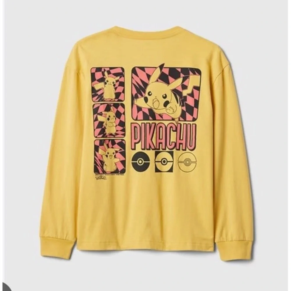 Pokemon Pikachu Long‎ Sleeve Tshirt Youth Large Yellow Gap Cotton NWT